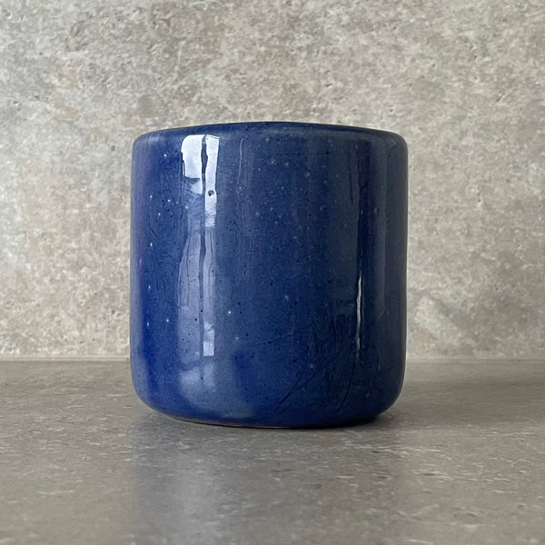 Blue ceramic mug with funny phrase