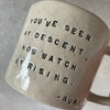 White ceramic mug with quote by Rumi