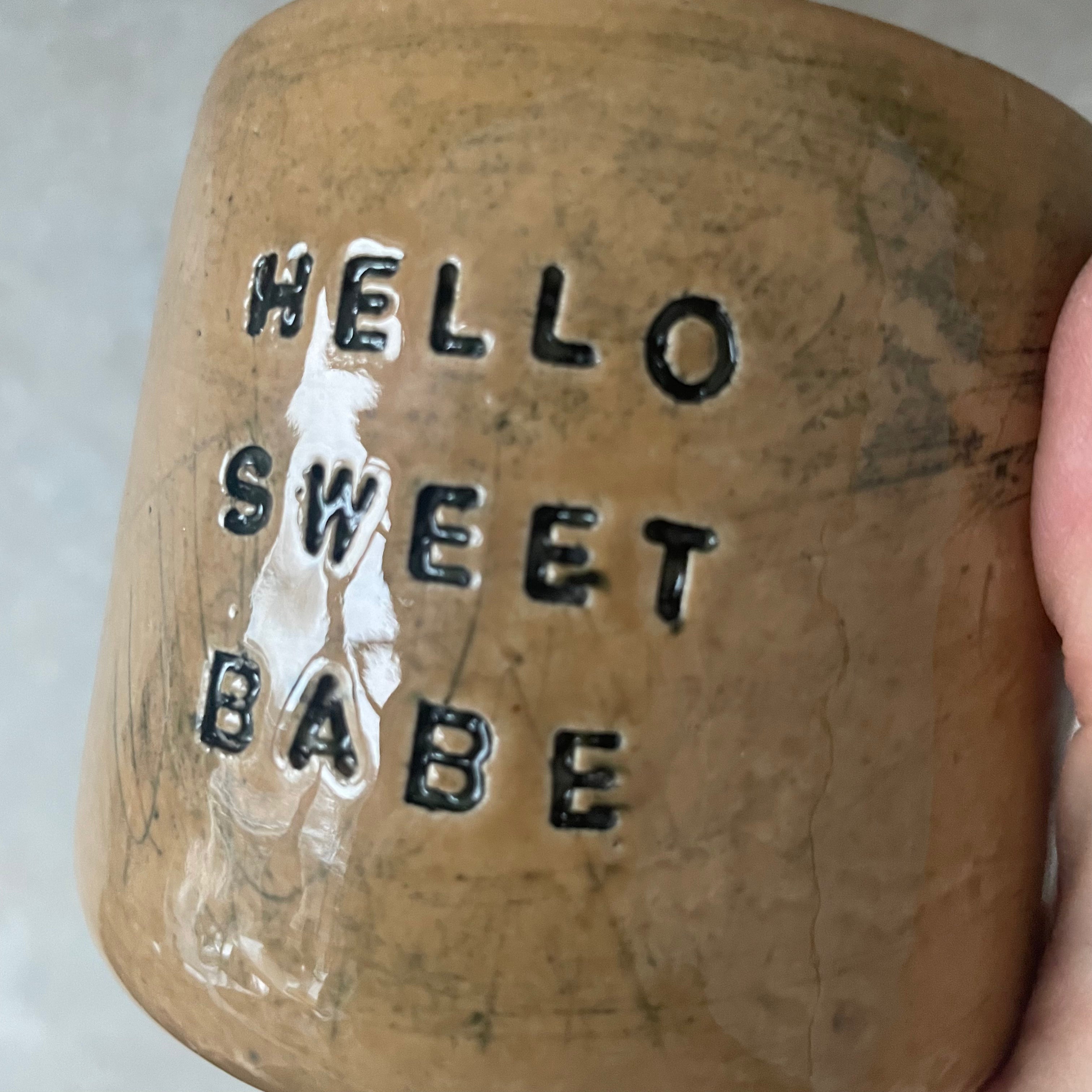 Caramel cozy tumbler mug HELLO SWEET BABE