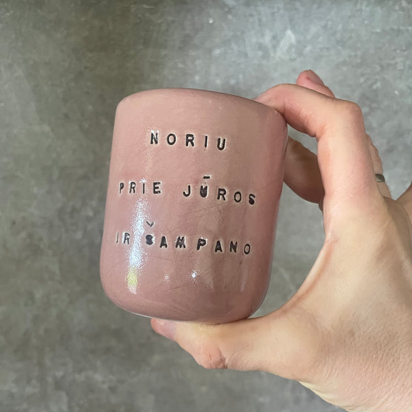Small espresso mug with funny phrase in Lithuanian