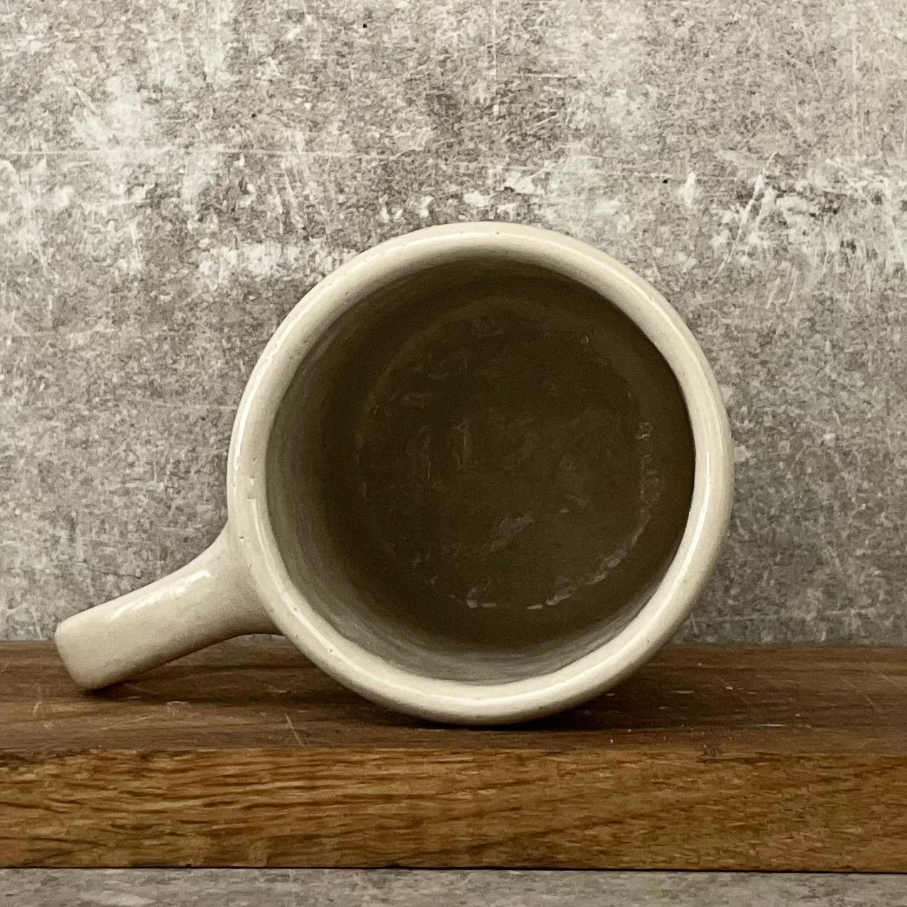 White medium ceramic mug with words about work - twin