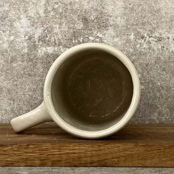 White medium ceramic mug with words about work - twin