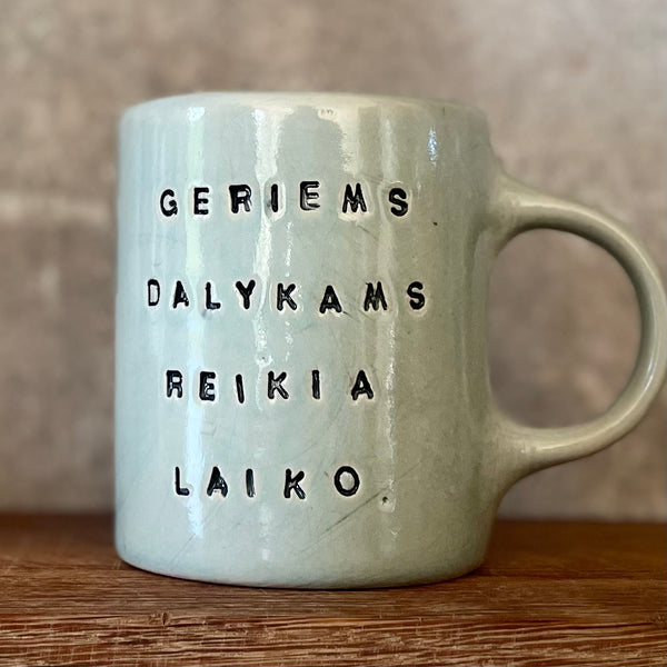 Blue mug about good things