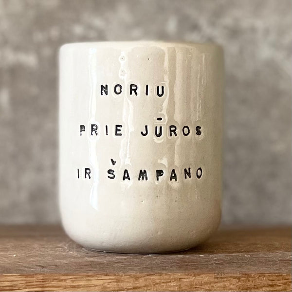 Mažas rausvas puodelis NORIU PRIE JŪROS
