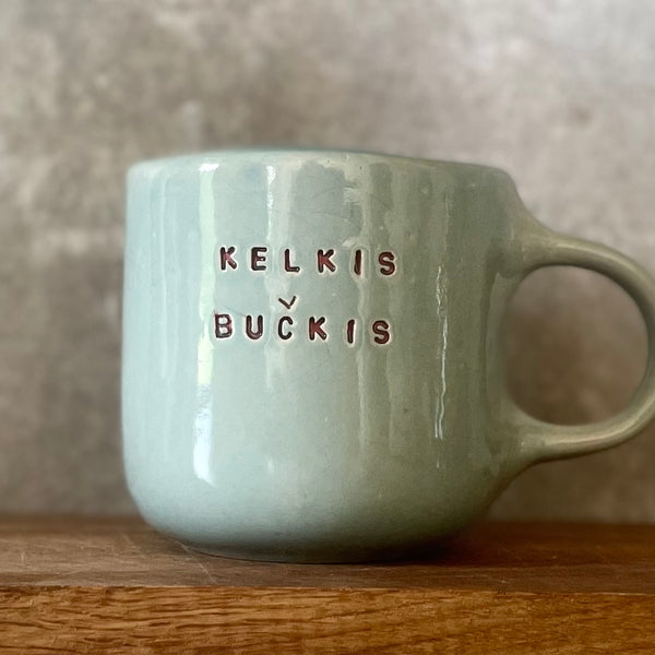 Big blue mug with saying in Lithuanian