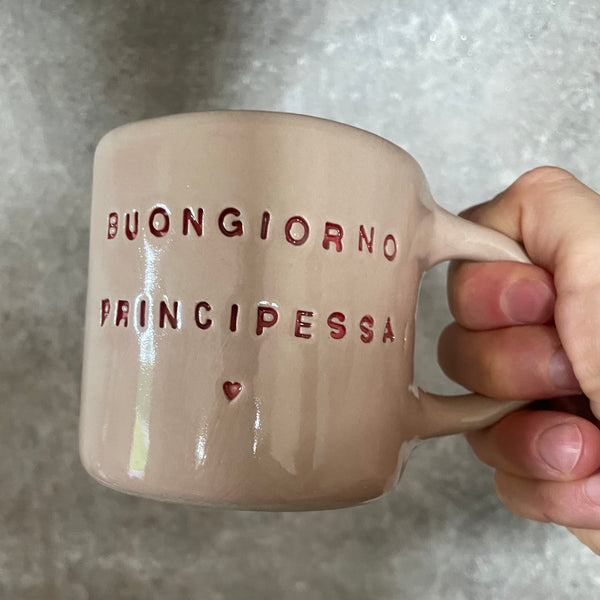 Pink handmade mug for her