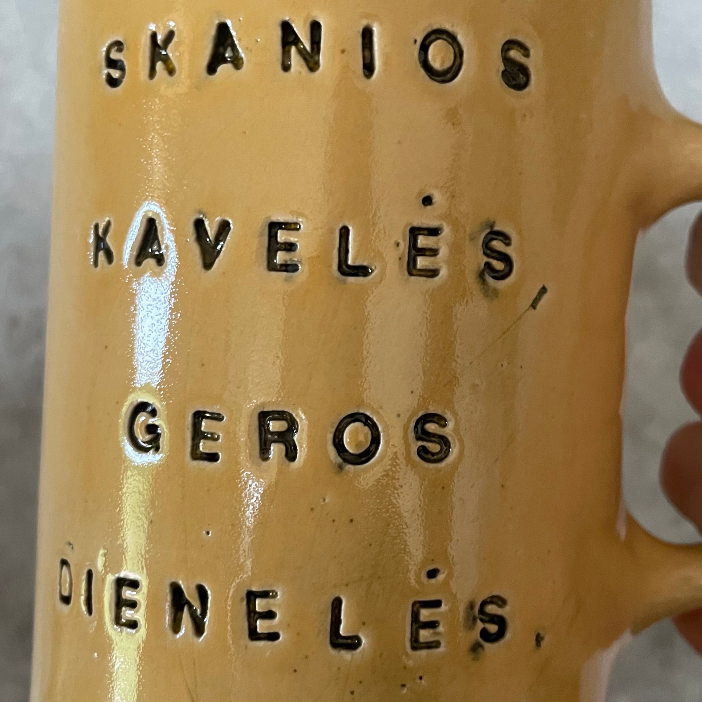 Big yellow mug with good wishes