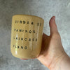 Yellow big tumbler mug with saying about work