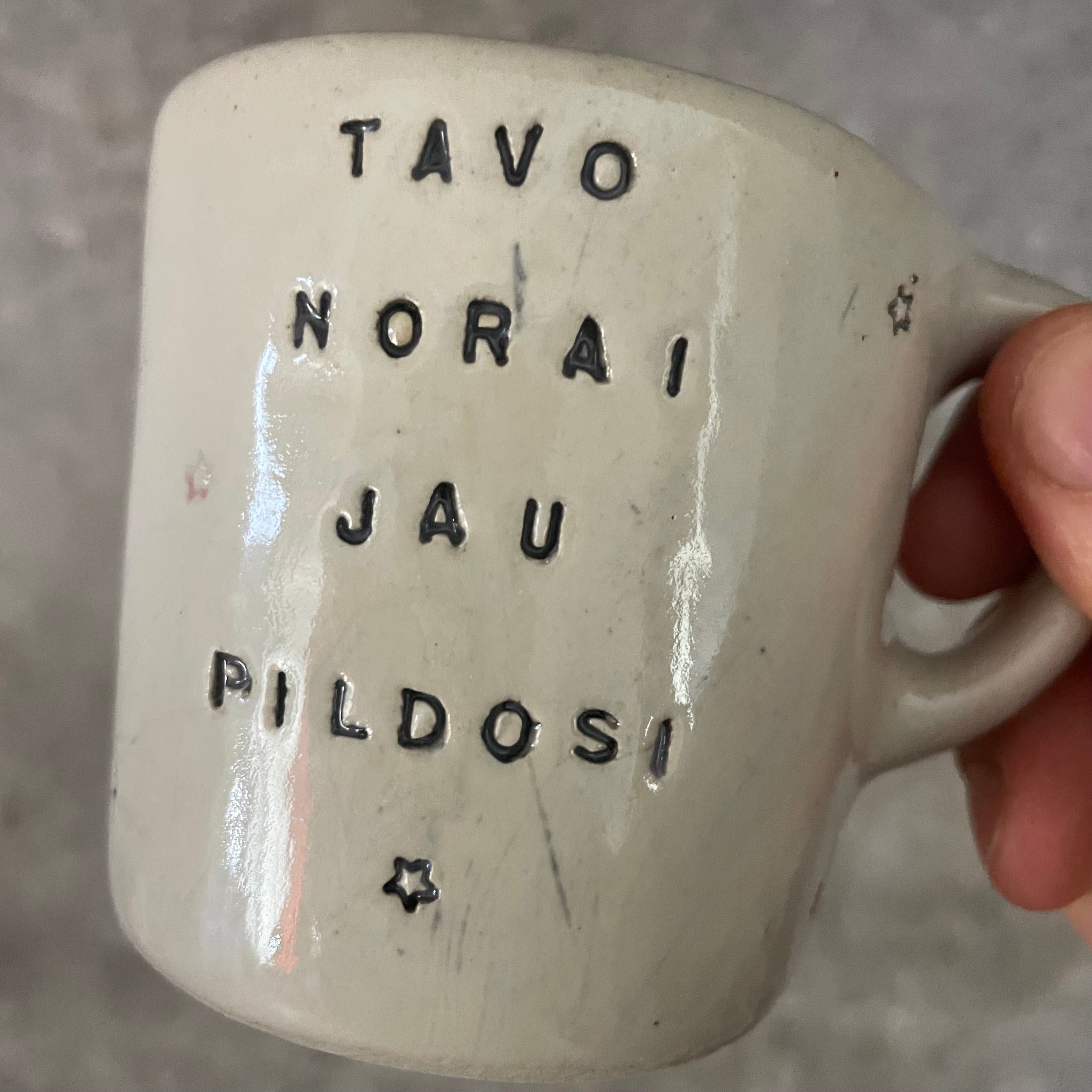 Small mug with magic words and little stars