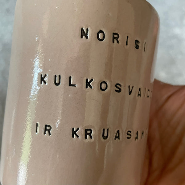 Mug without handle with funny phrase