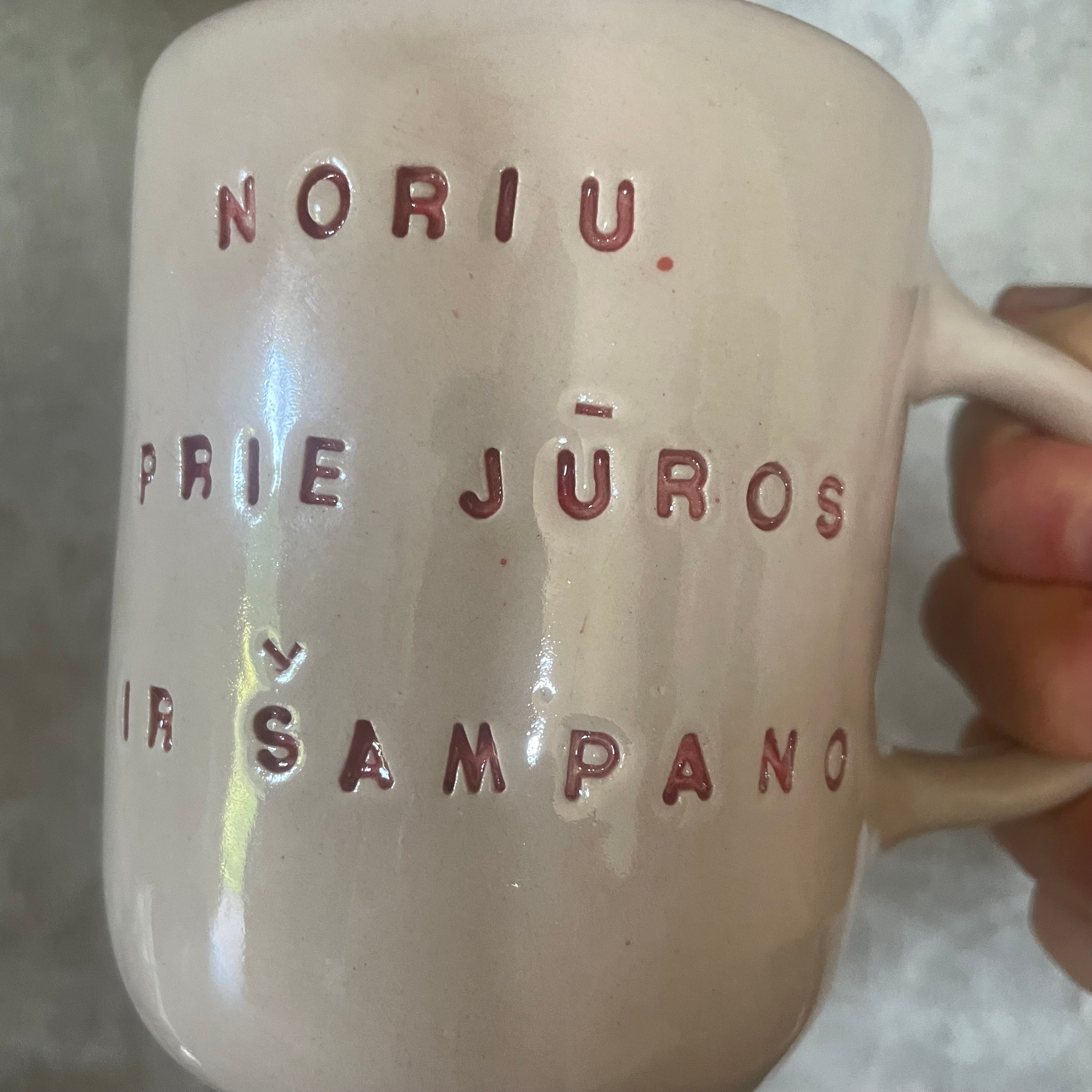 Rausvas puodelis ŠAMPANO