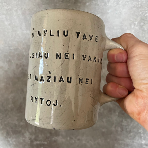 Big speckled mug with love saying