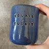 Mėlynas puodelis "Kelkis, bučkis" 150 ml