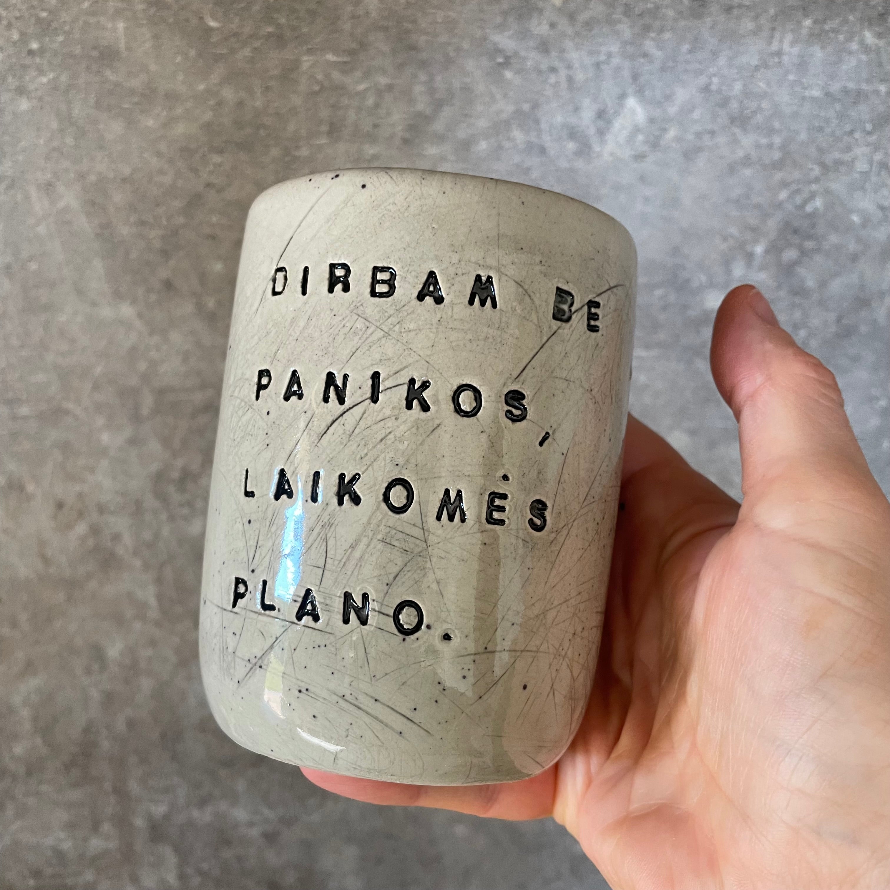 Two big ceramic tumbler mugs without handle about work
