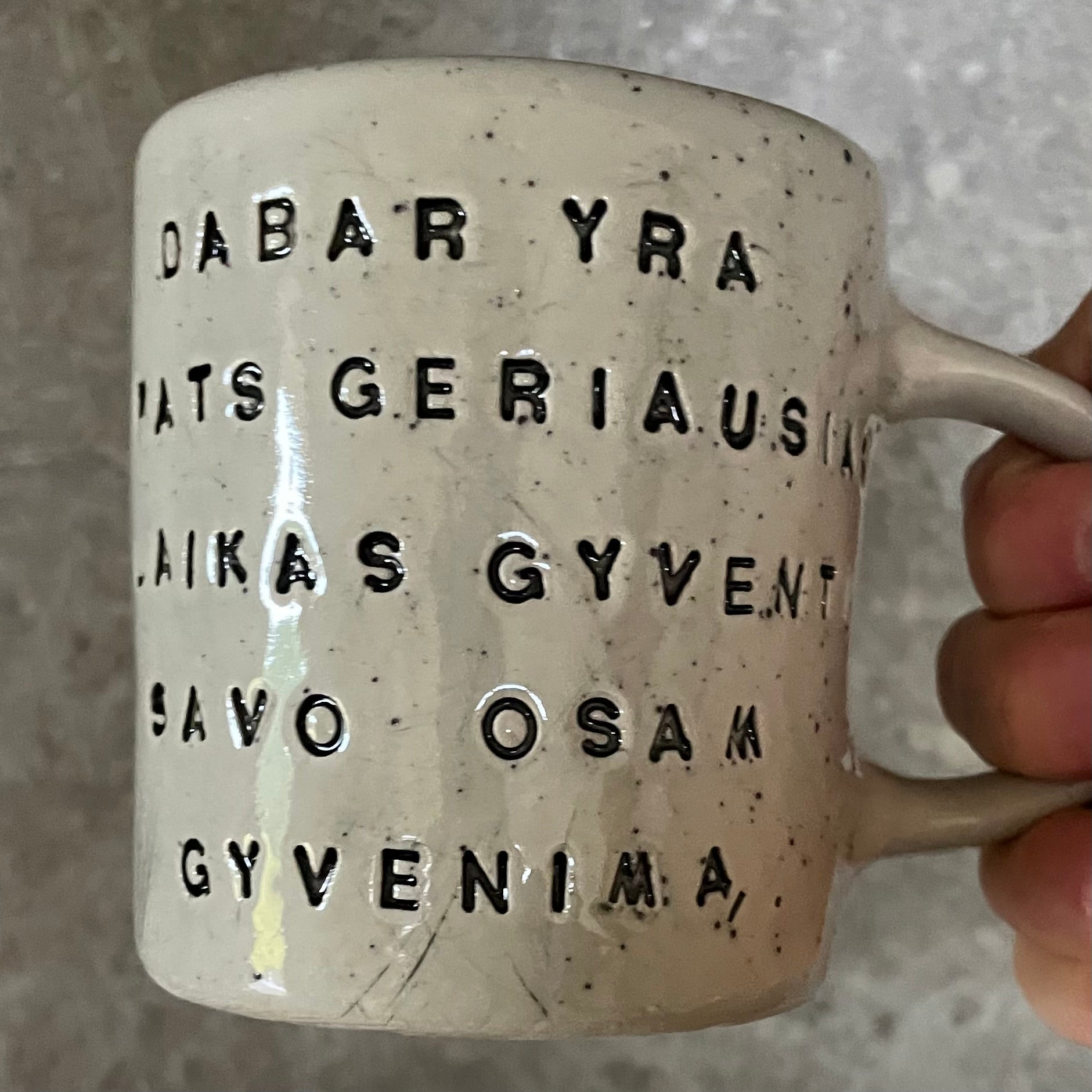 Ceramic mug about time and life