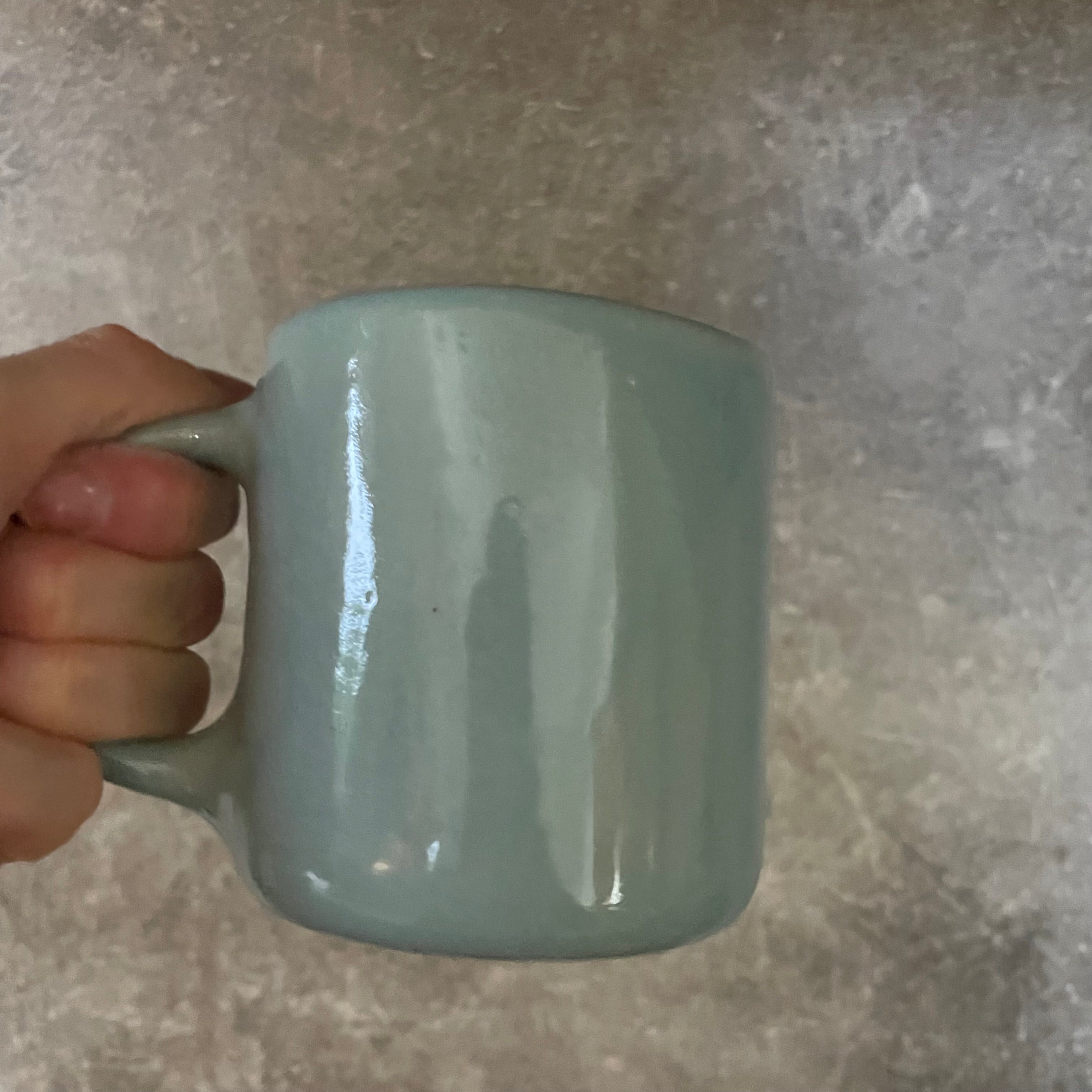 Blue mug with funny phrase in Lithuanian