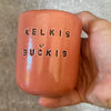 Raudonas puodelis "Kelkis, bučkis" 150 ml