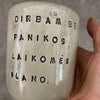 Speckled tumbler mug with saying about work