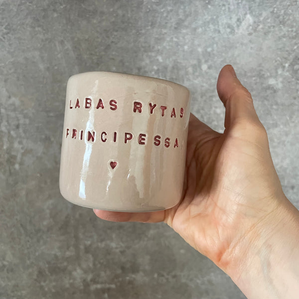 Light pink tumbler mug PRINCIPESSA