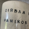 Two big ceramic mugs with words about work