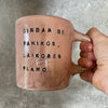 Ultra jumbo pink big mug with words about work