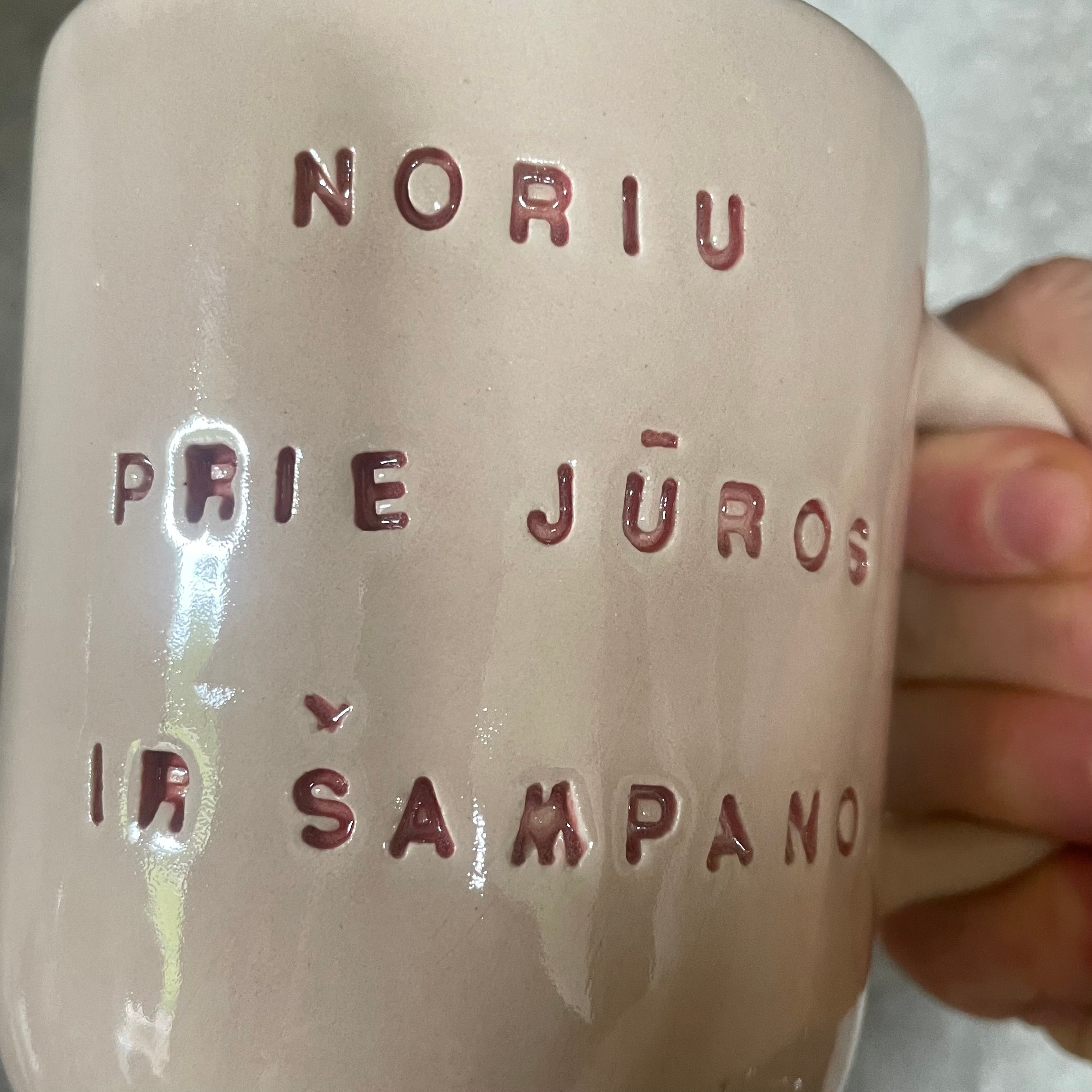 Rausvas puodelis ŠAMPANO