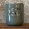 Pilkas puodelis "Kelkis, bučkis" 150 ml