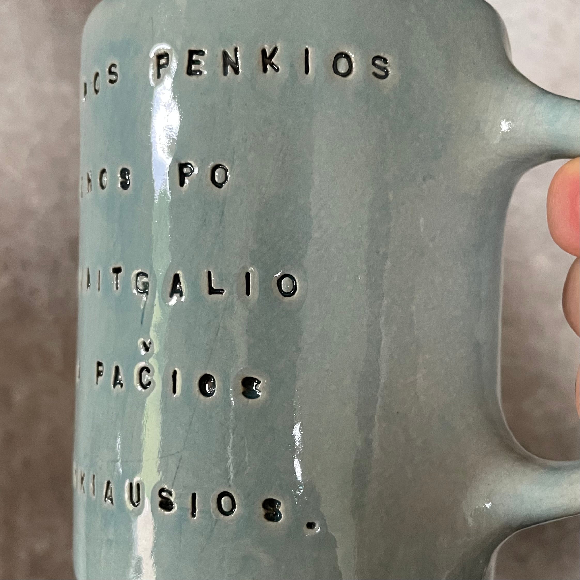 Blue mug about work week