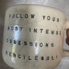 Ceramic coffee mug with quote by Kafka