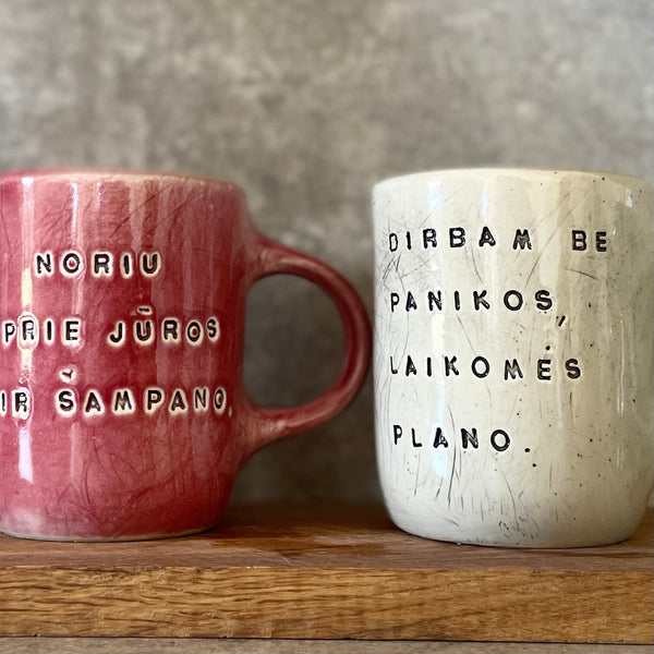 A pair of big ceramic mugs for work and fun