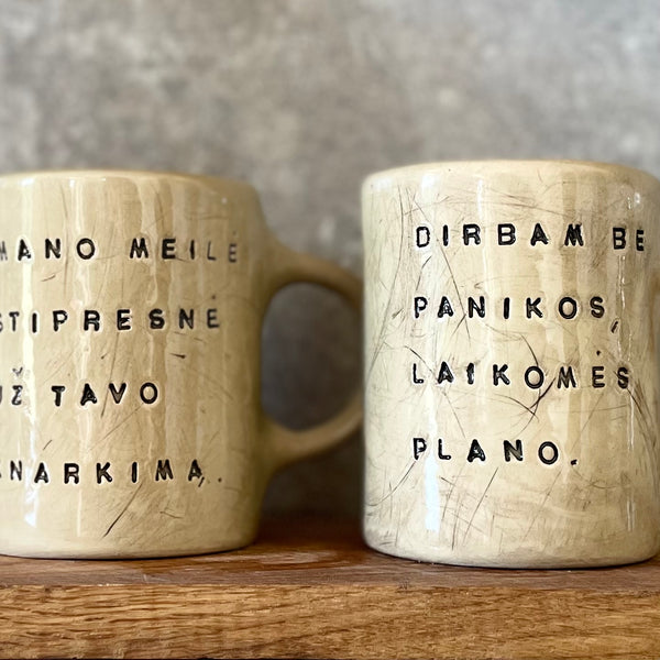 A pair of big ceramic mugs for work and home