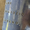 Blue mug with funny phrase in Lithuanian