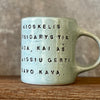 Blue mug with funny phrase in Lithuanian