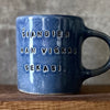 Blue ceramic mug about luck