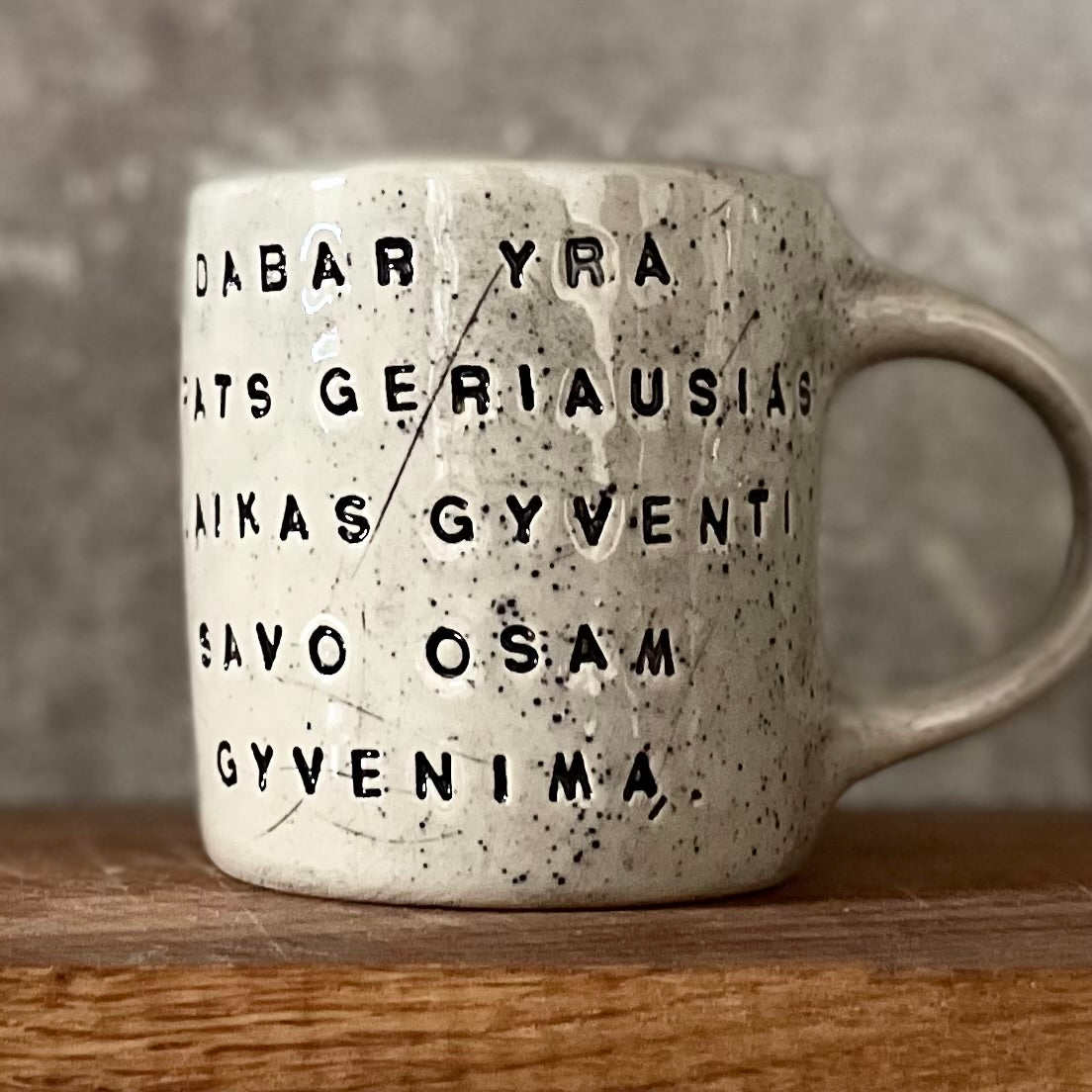 Ceramic mug about time and life