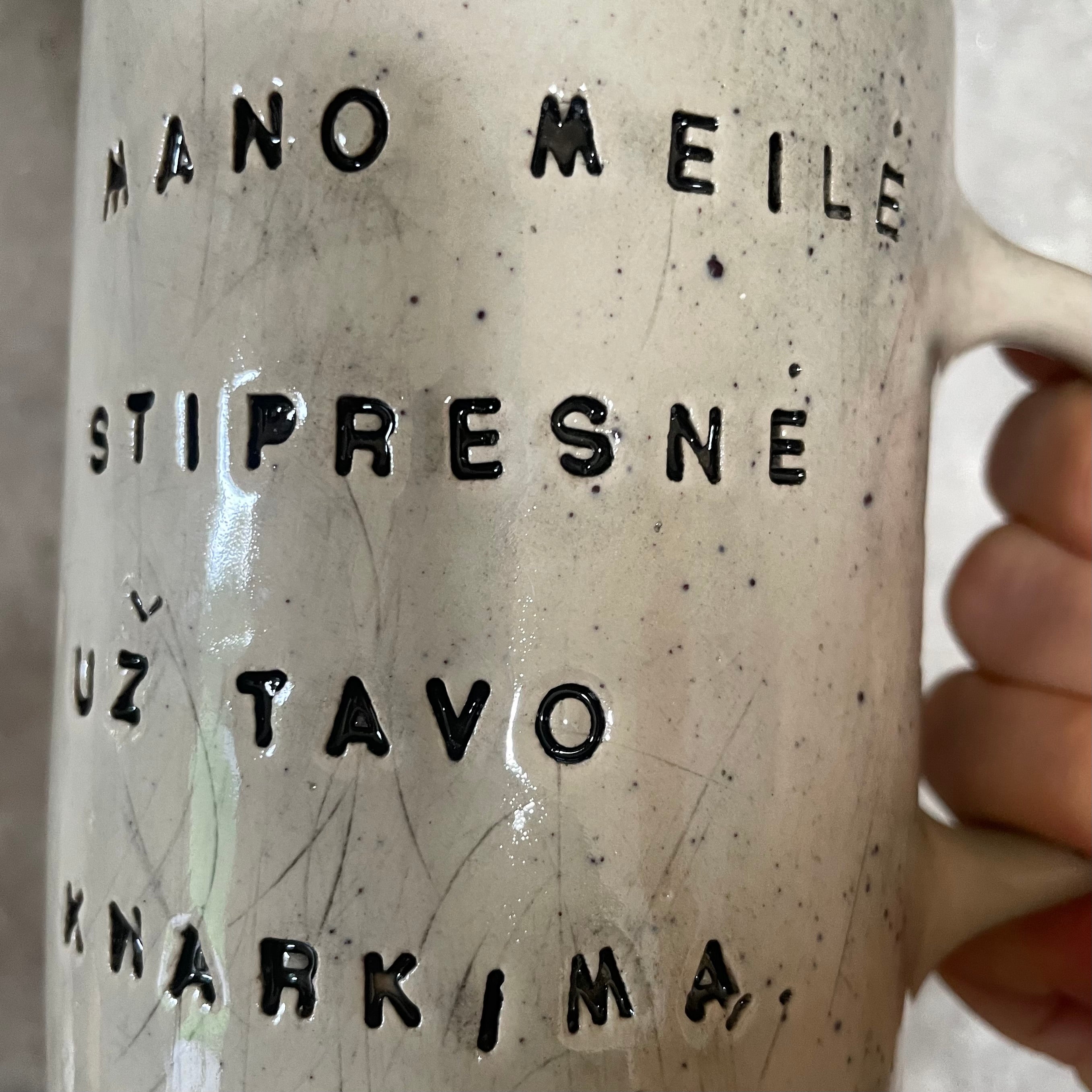 Gray mug with lovely saying