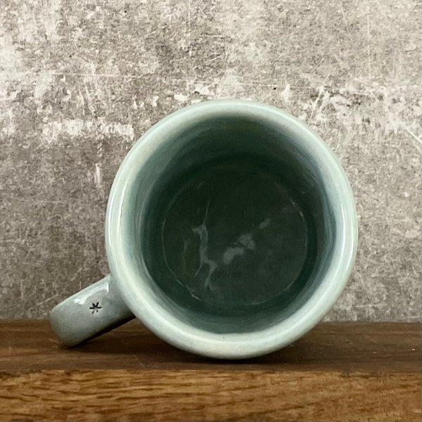 Melsvas puodelis su užrašu PRISIMINK, KODĖL PRADĖJAI