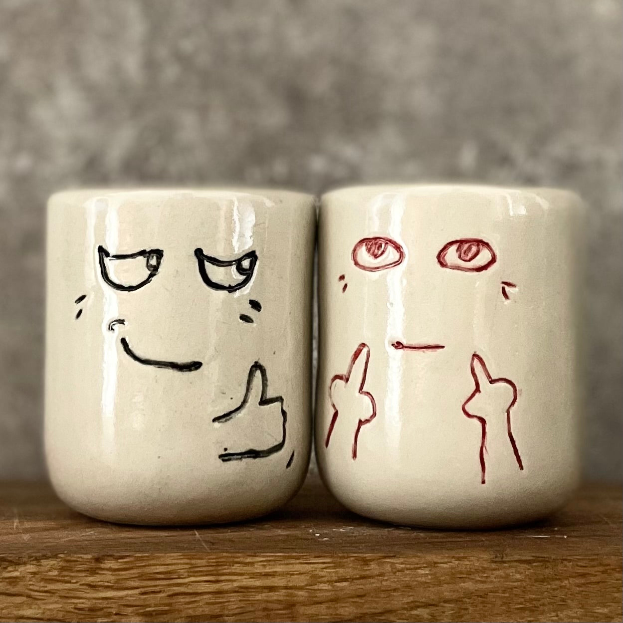 Set of two moody espresso mugs