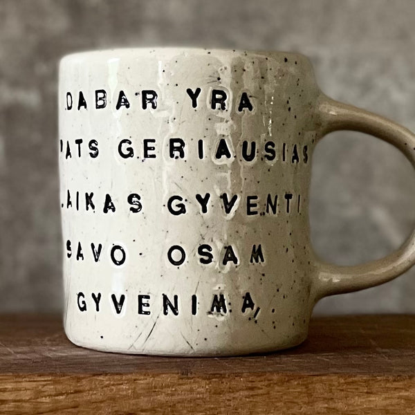 Ceramic mug about time and life