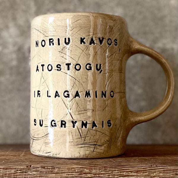 Large mug with funny saying in Lithuanian