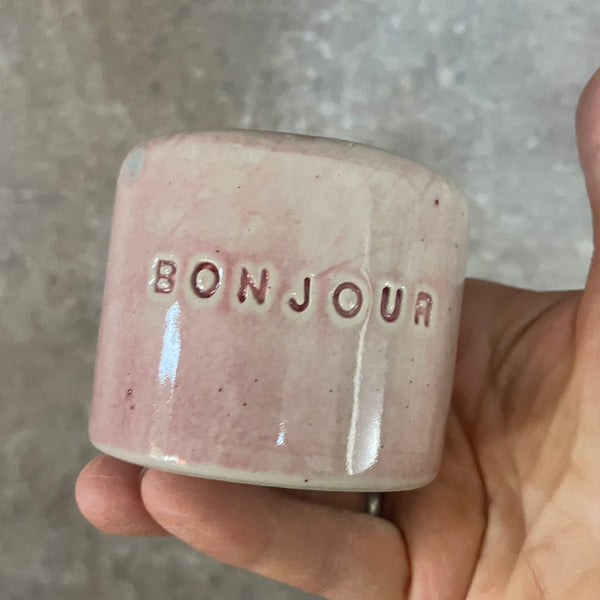 Pale pink small mug BONJOUR