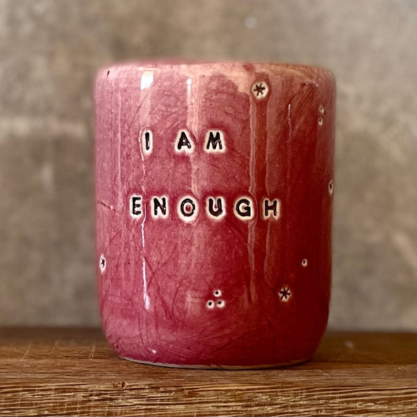 Rožinis puodelis I AM ENOUGH