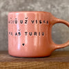 Puodelis su dėkingumo žodžiais