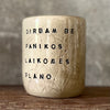 Beige tumbler mug with saying about work