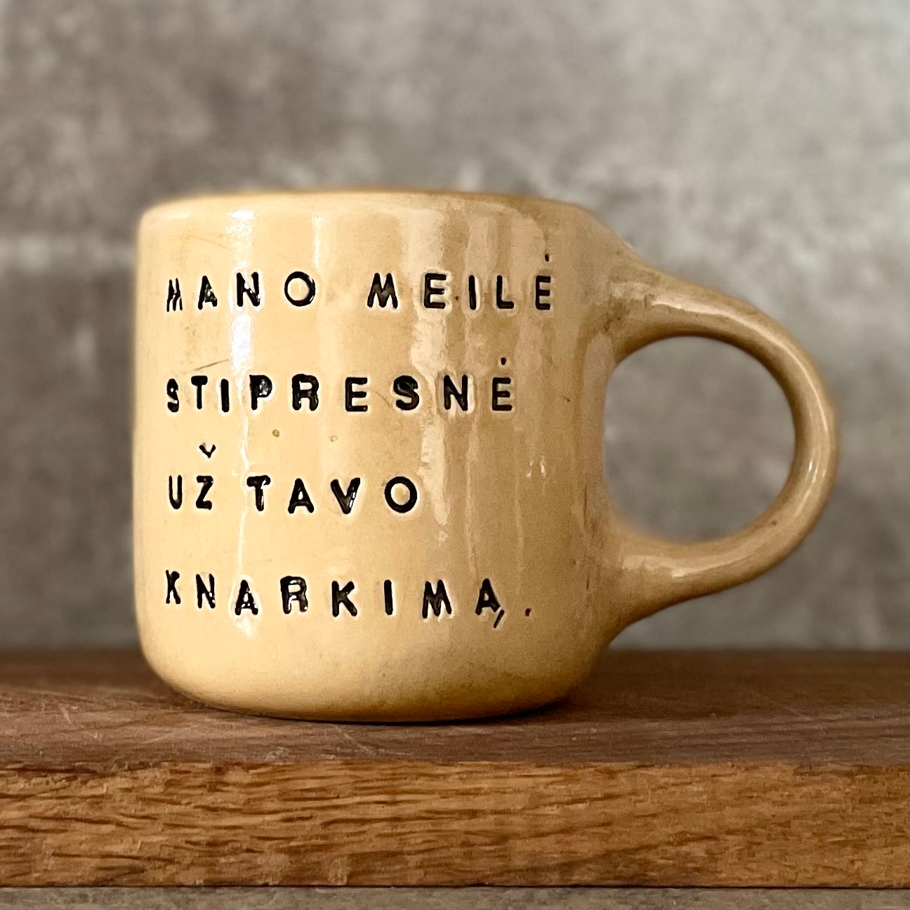 Yellow mug with lovely saying