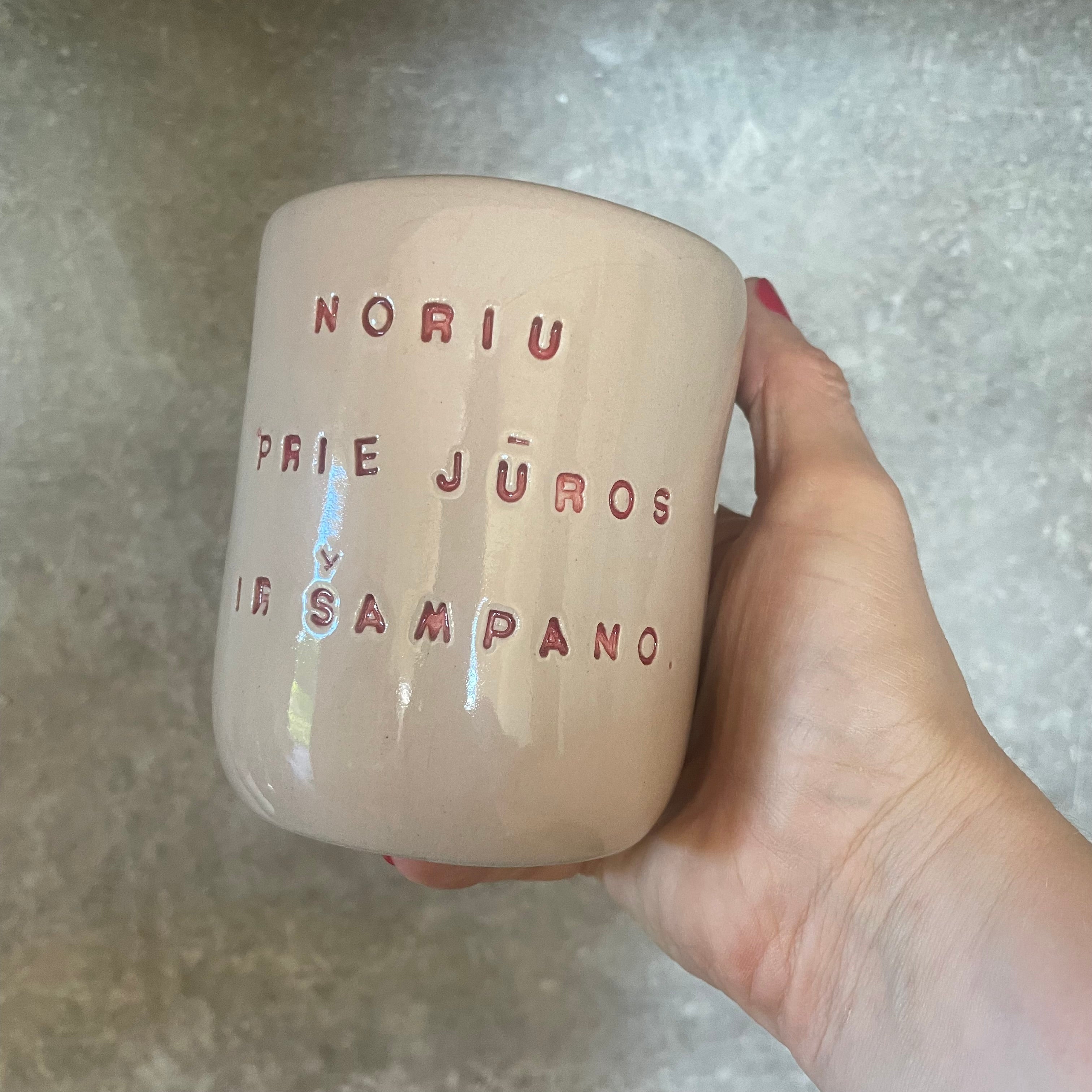 Rausvas puodelis NORIU ŠAMPANO