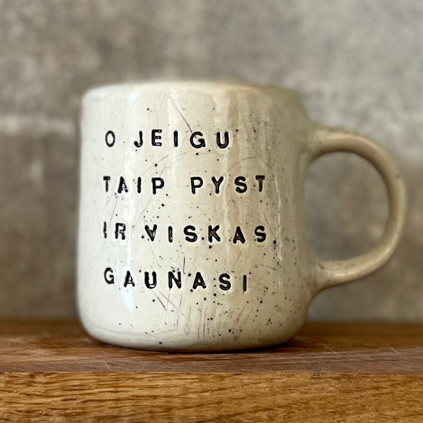 Speckled medium mug with words about hope
