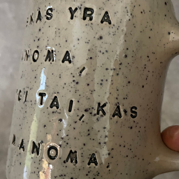Handmade ceramic stoneware mug with quote by famous nanny