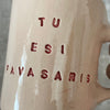 Nedidelis rausvas pavasario puodelis