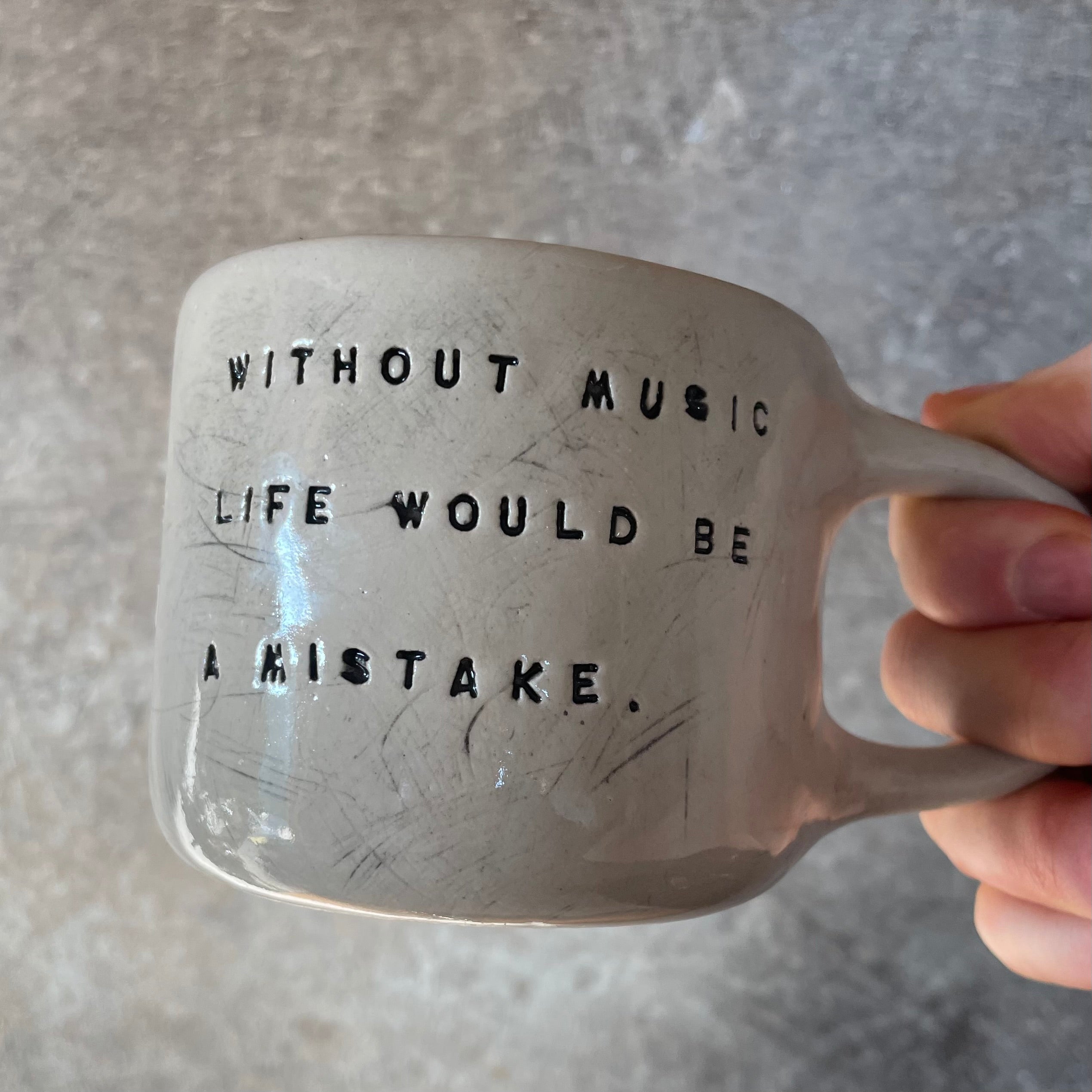 Mug with quote about music